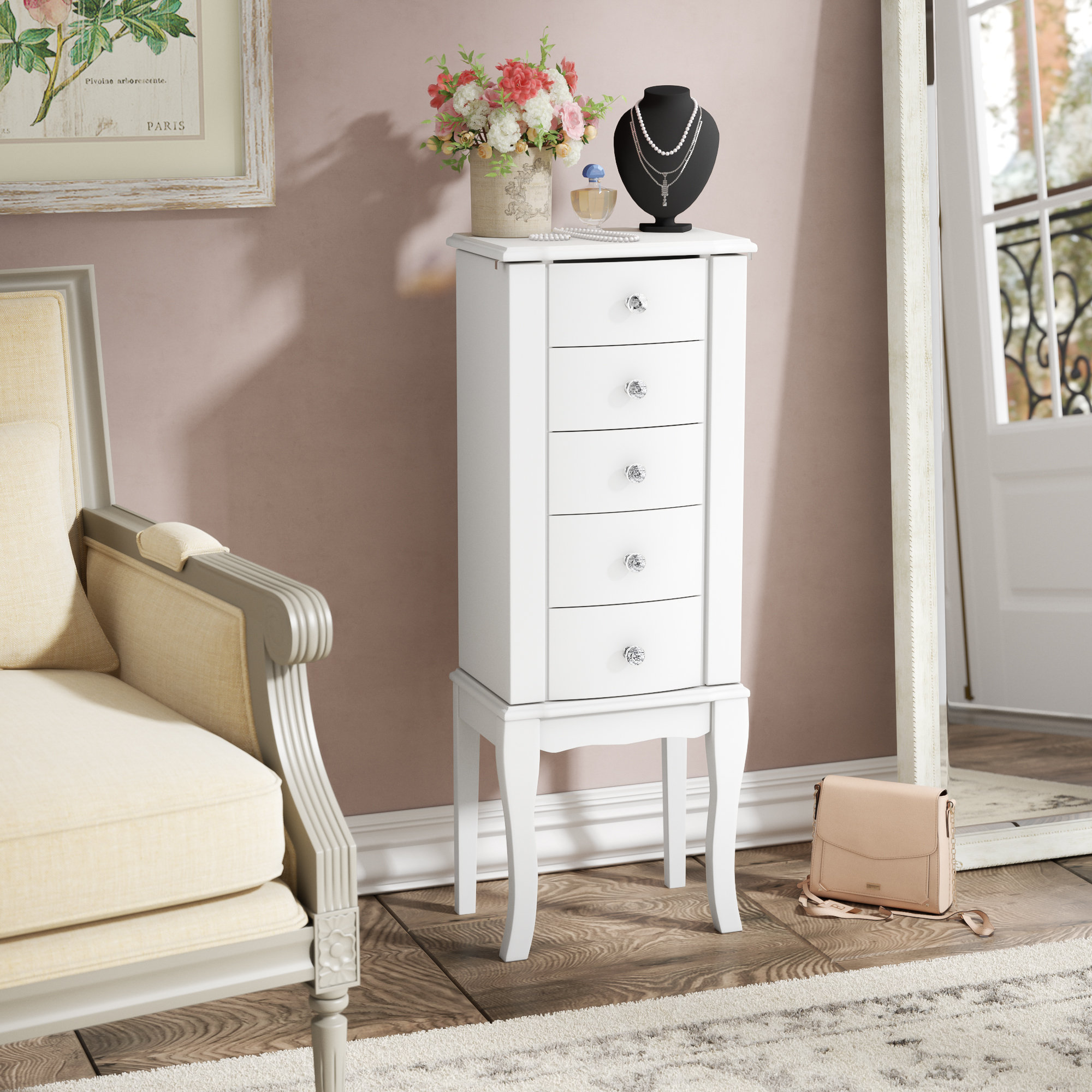 Ophelia Co. Zariah White Jewelry Armoire Reviews Wayfair